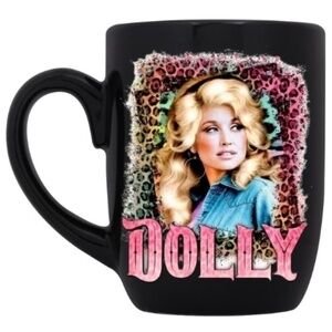 Dolly Parton Black Coffee Cup Mug